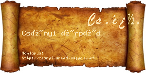 Csányi Árpád névjegykártya